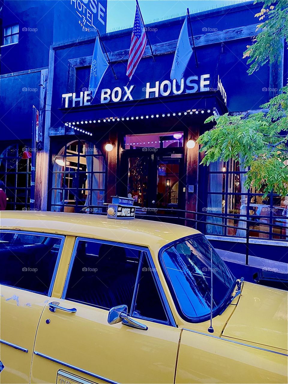 This is the main entrance to the “BOX HOUSE HOTEL” on “Box Street” in “Greenpoint”, Brooklyn. The “Pulaski Bridge” is not far from here, the way back home to LIC and “Newtown Creek” and a boat we call “Salvation”. 2023. Hypnotic Productions