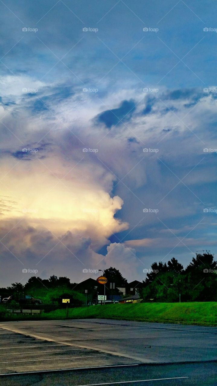 Thunder head thunderstorm clouds evening