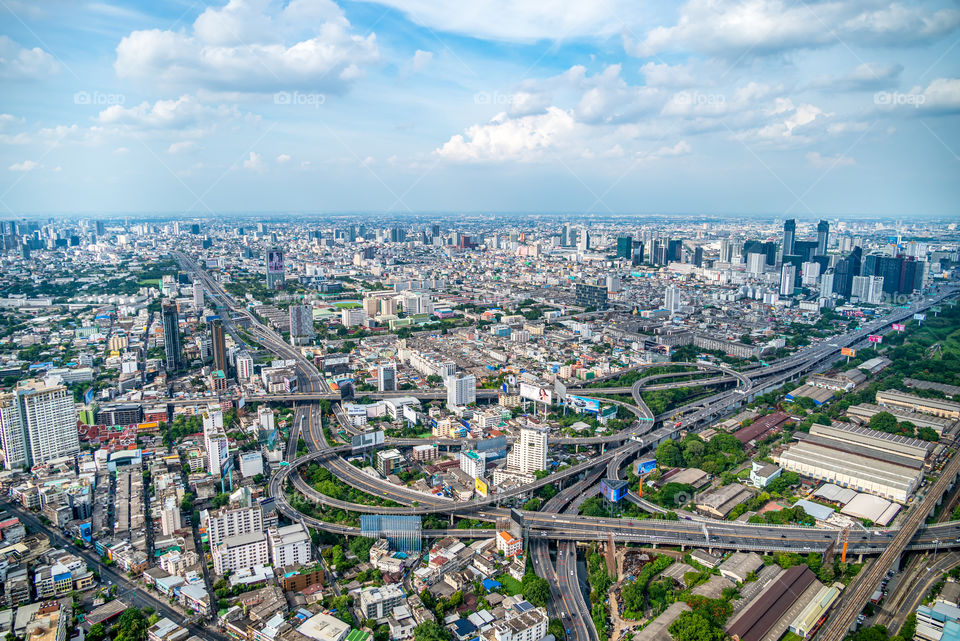 Bangkok city bird eyes view from BaiYoke tower