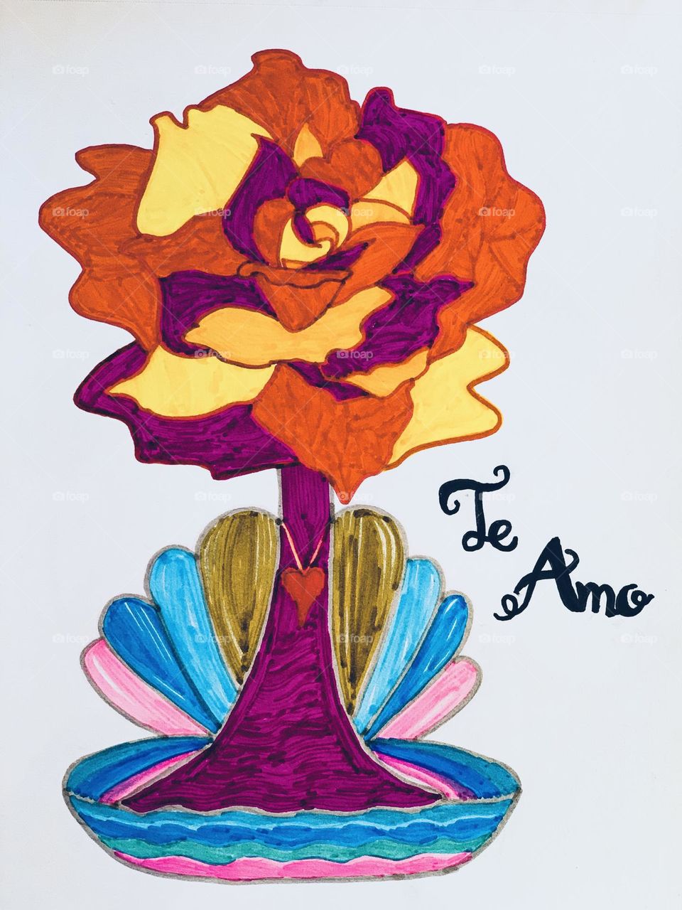 Flower art and te amo words