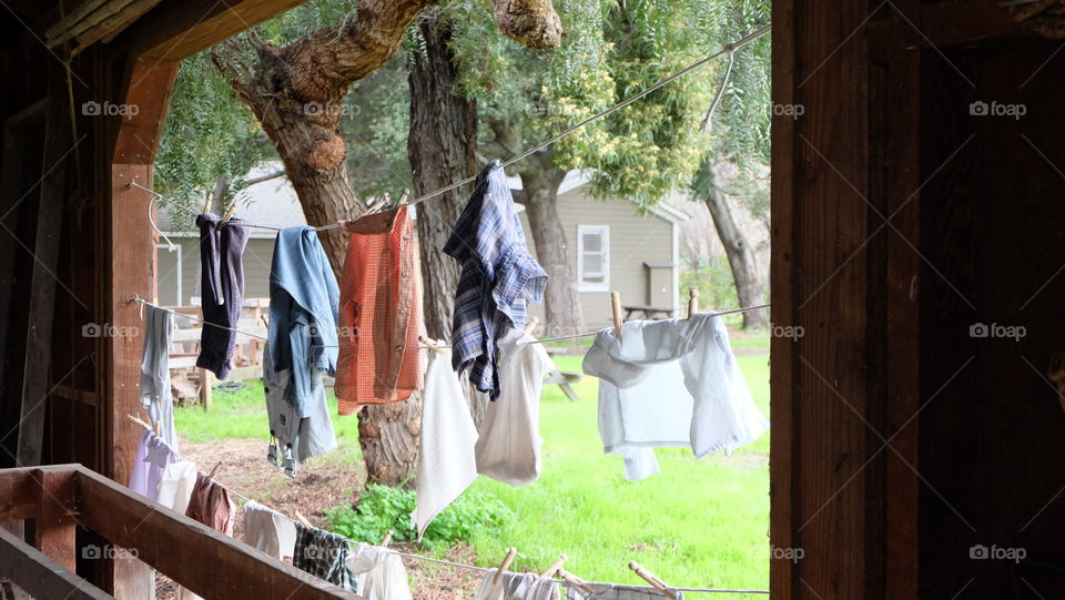 Clothes handing on the rope