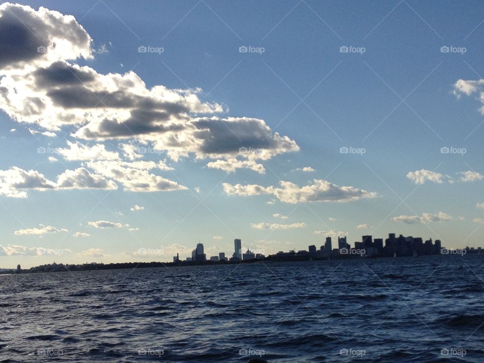 Boston harbor, April sky