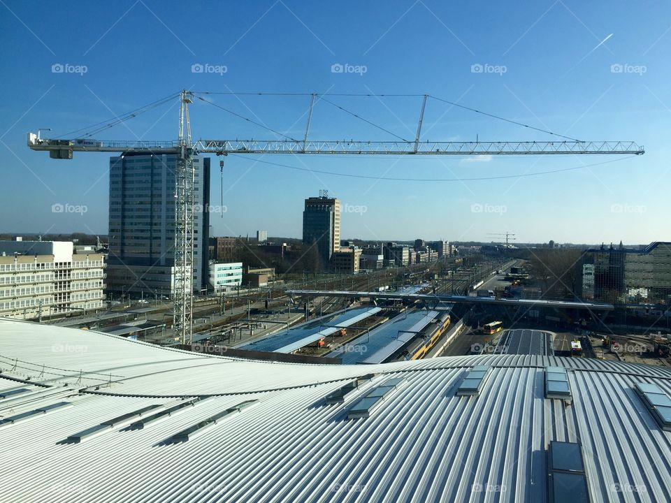 Rooftop with crane