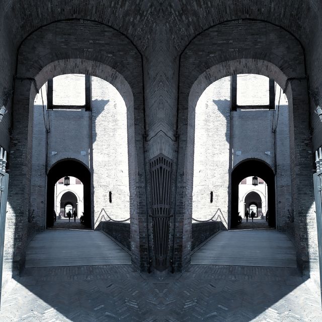 Castle arch in mirror reflection