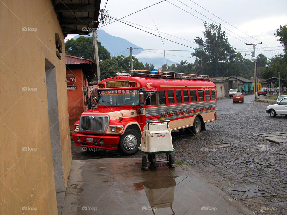 antigua guatemala street bus colorful by jpt4u