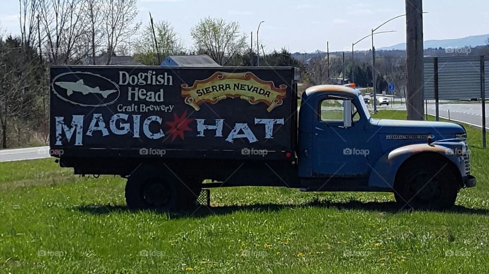 vintage truck with advertising