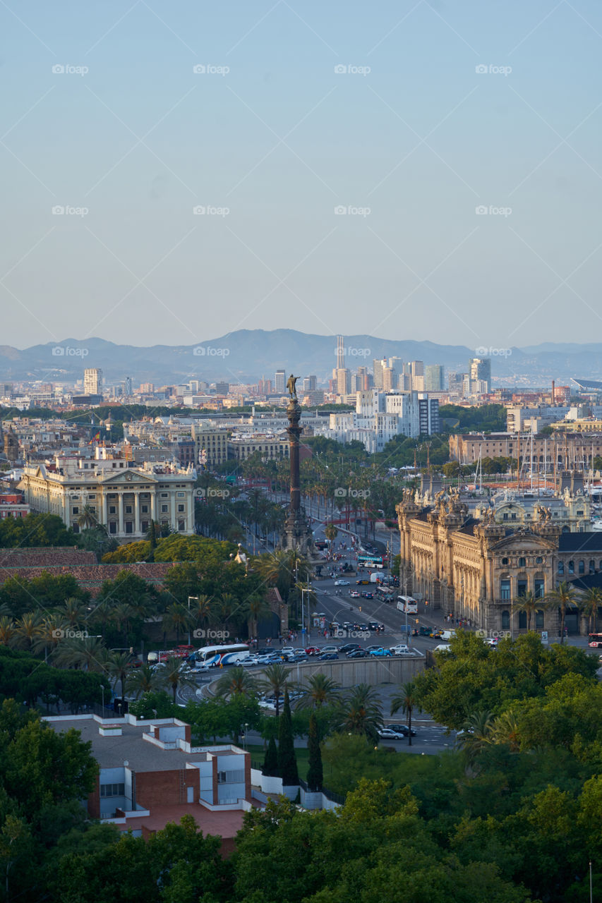 Vista del centro turístico de Barcelona desde Montjuic. 