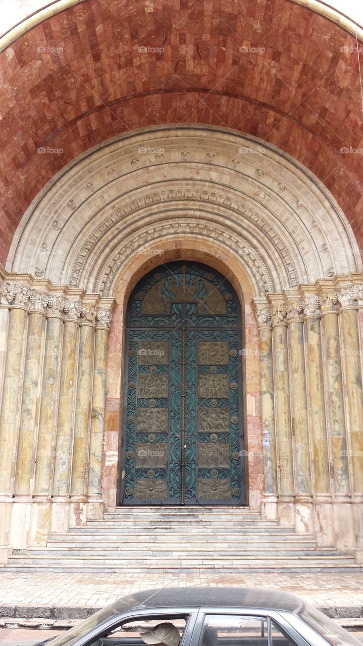 Cathedral Doorway. Cuenca, Ecuador. .. has 12 pillars to represent the 12 Apostles