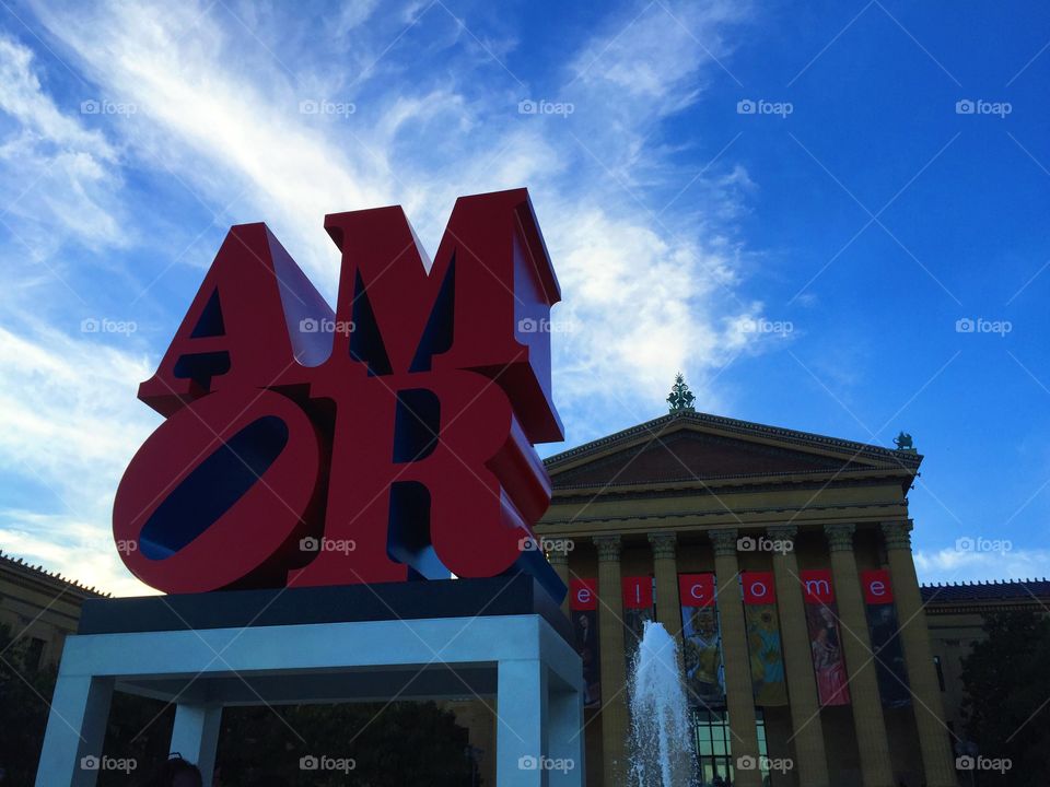 That's Amor. AMOR statue in front of art museum for the pope visit to Philadelphia!
