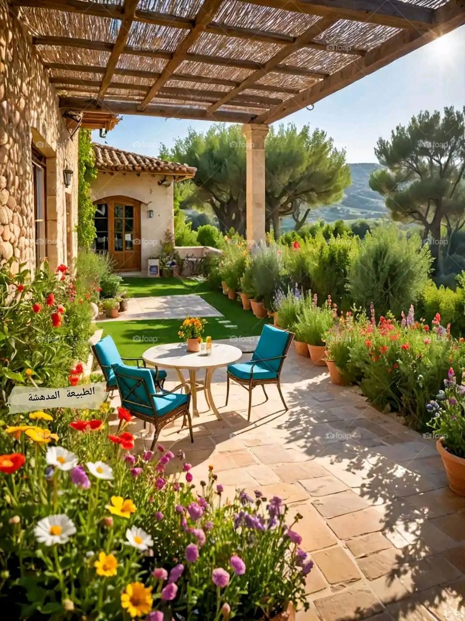 Glory be to God, the magnificent and picturesque view and the natural green trees are a view that is nothing more wonderful than it