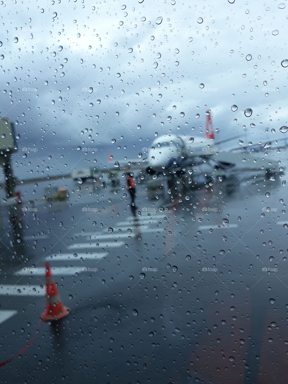 plane and rain