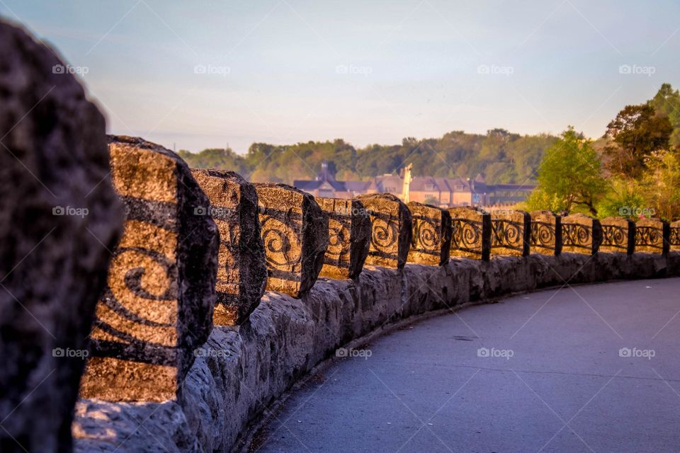 Stone fence in the morning