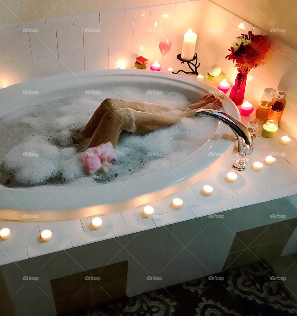 Relaxing in my favorite place the bubble bath.