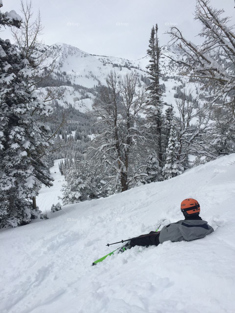 Taking a break on the powdery ski slope