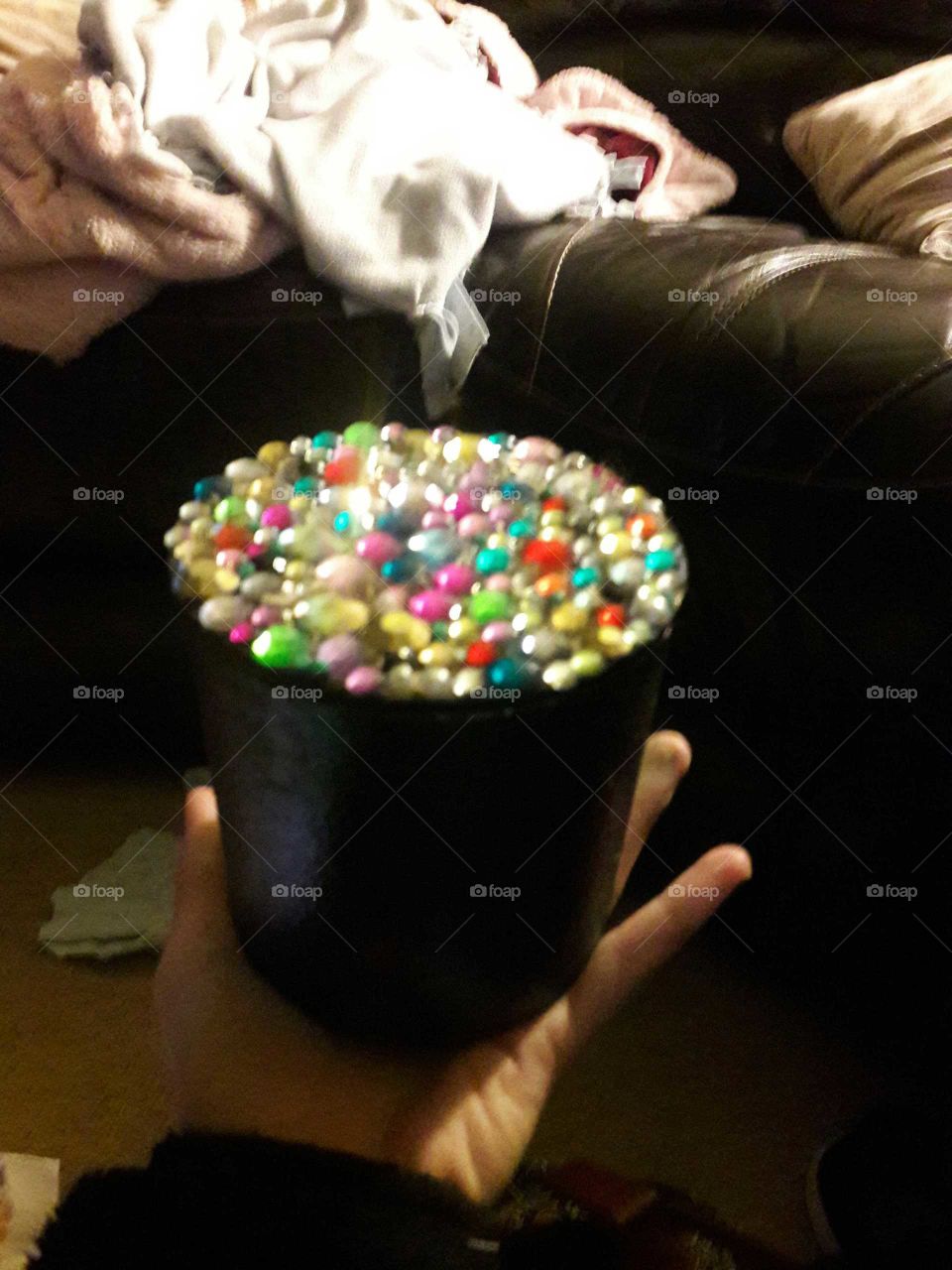 a candle holder/  jar that I mod podged and bedazzled