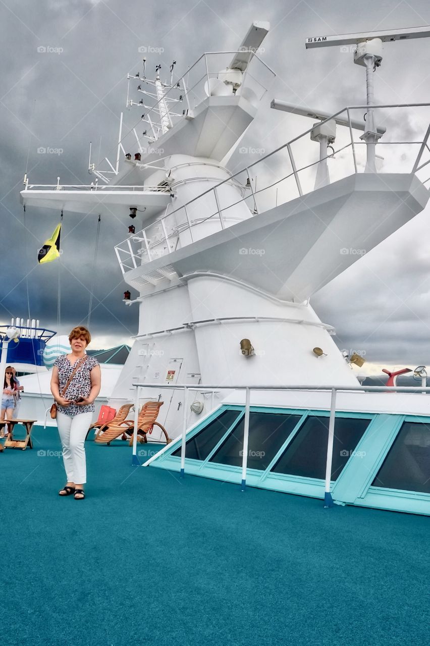 Woman on cruise ship