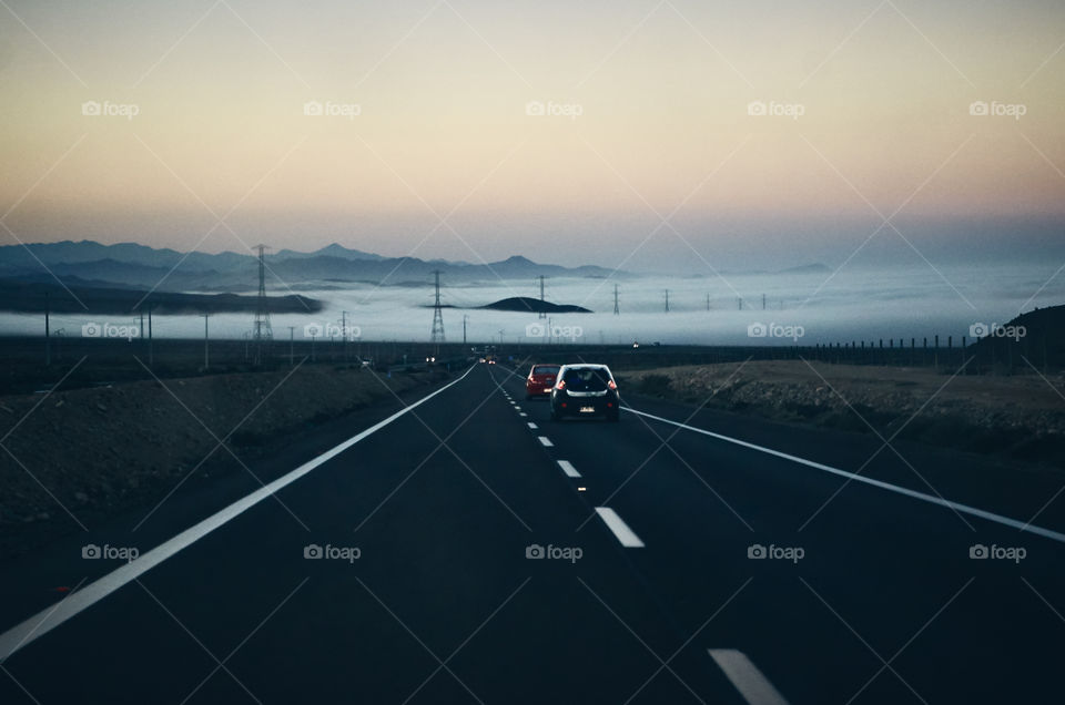 Fog covering the road