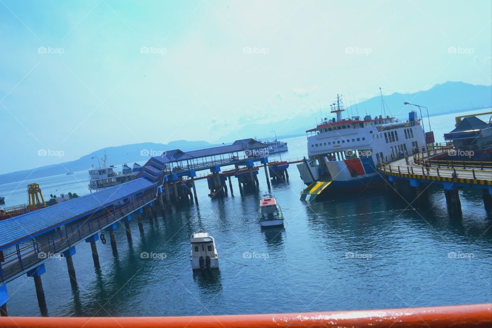 ship aboard in ketapang harbor