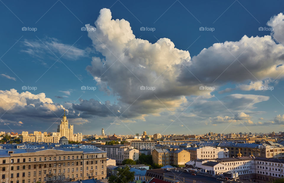 complex clouds. complex clouds above  city historical center
