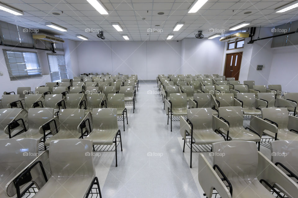 Lecture room with empty seat