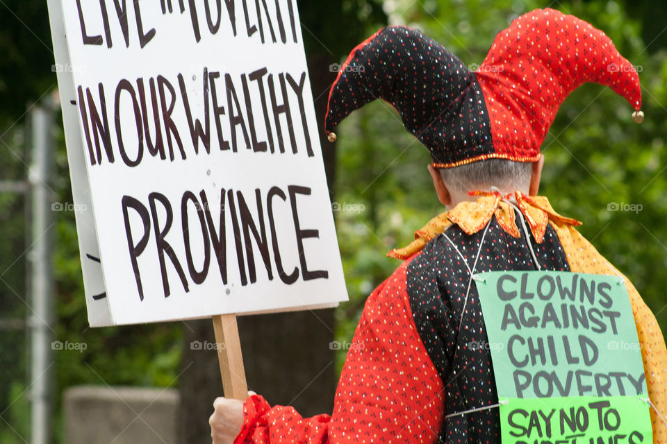 Clowns protest against things. 