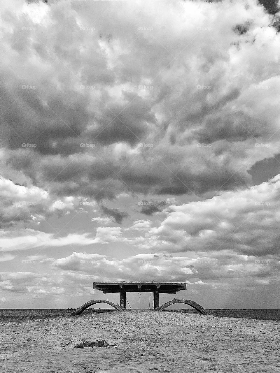 Old pontoon in Mamaia Resort in September  (BW)