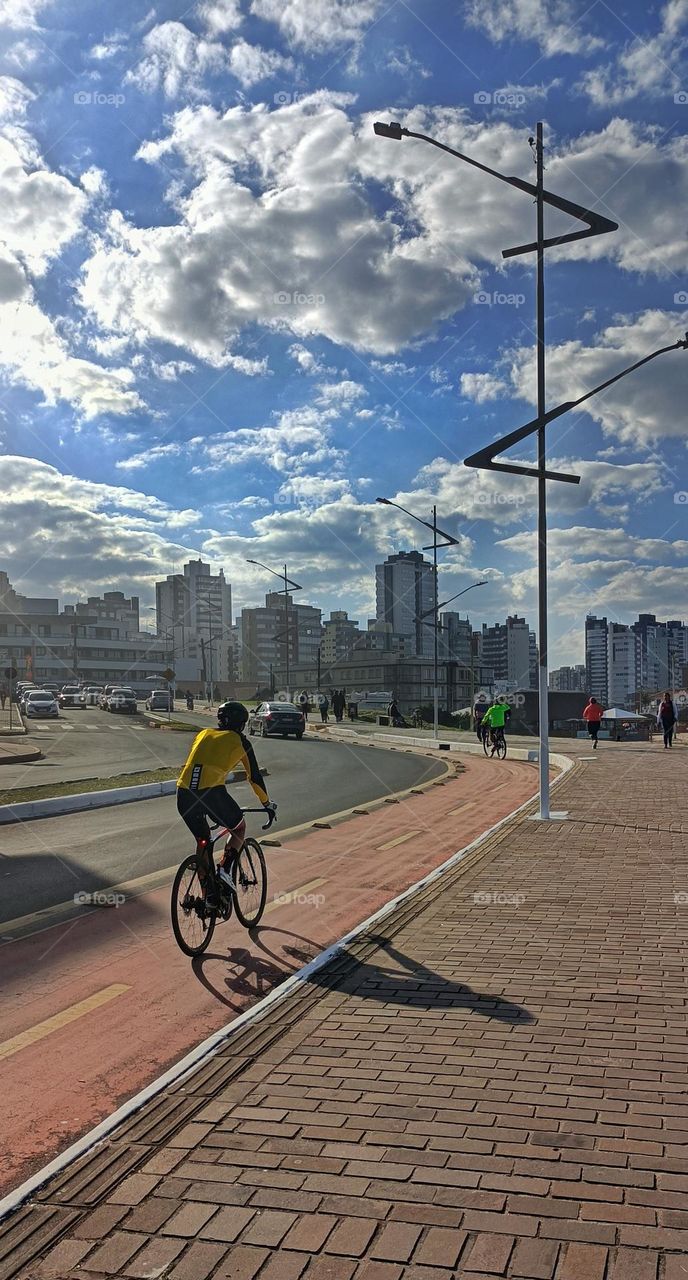 Cyclist on the bike path