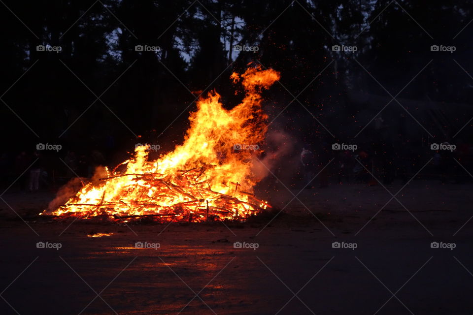 Traditionnal Easter Bonfire. Traditionnal Easter Bonfire in Seurasaari museum island in Helsinki, Finland on 4th April 2015. 