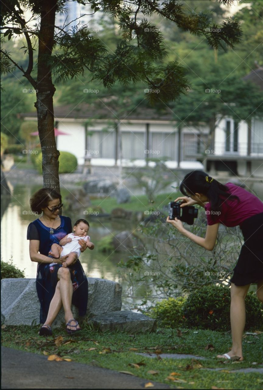 Family taking pictures