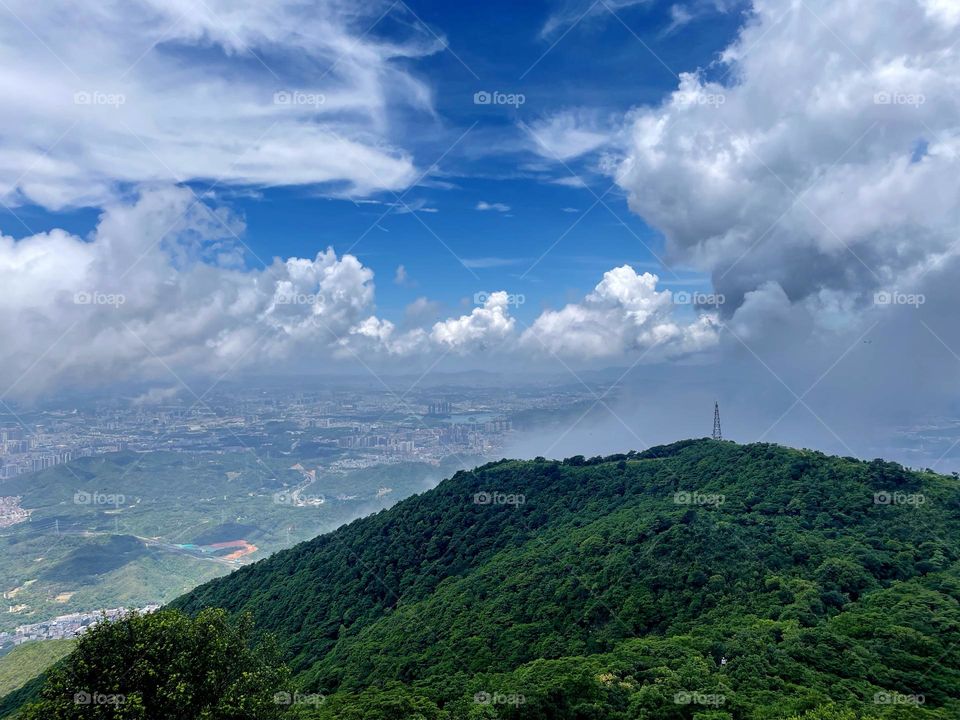 surrounded by clouds