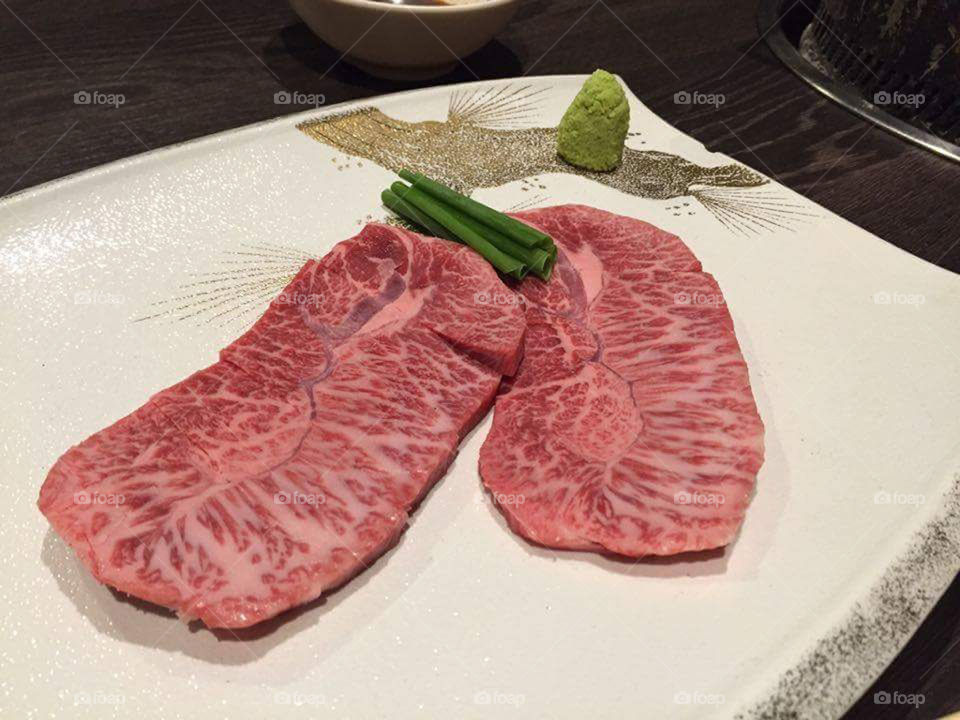 Sliced Kobe beef 