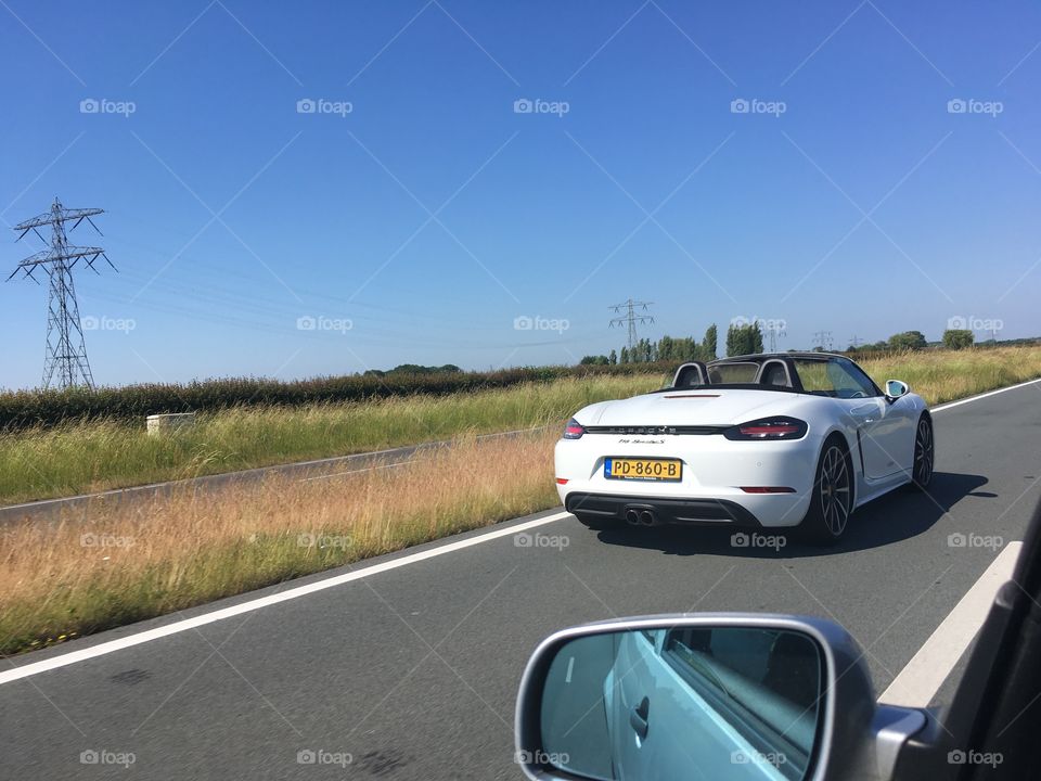 White Porsche fast car