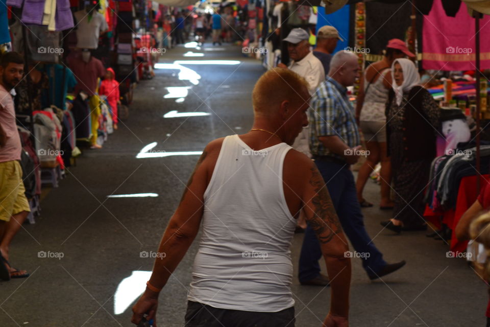 People on a market in Alanya Turkey