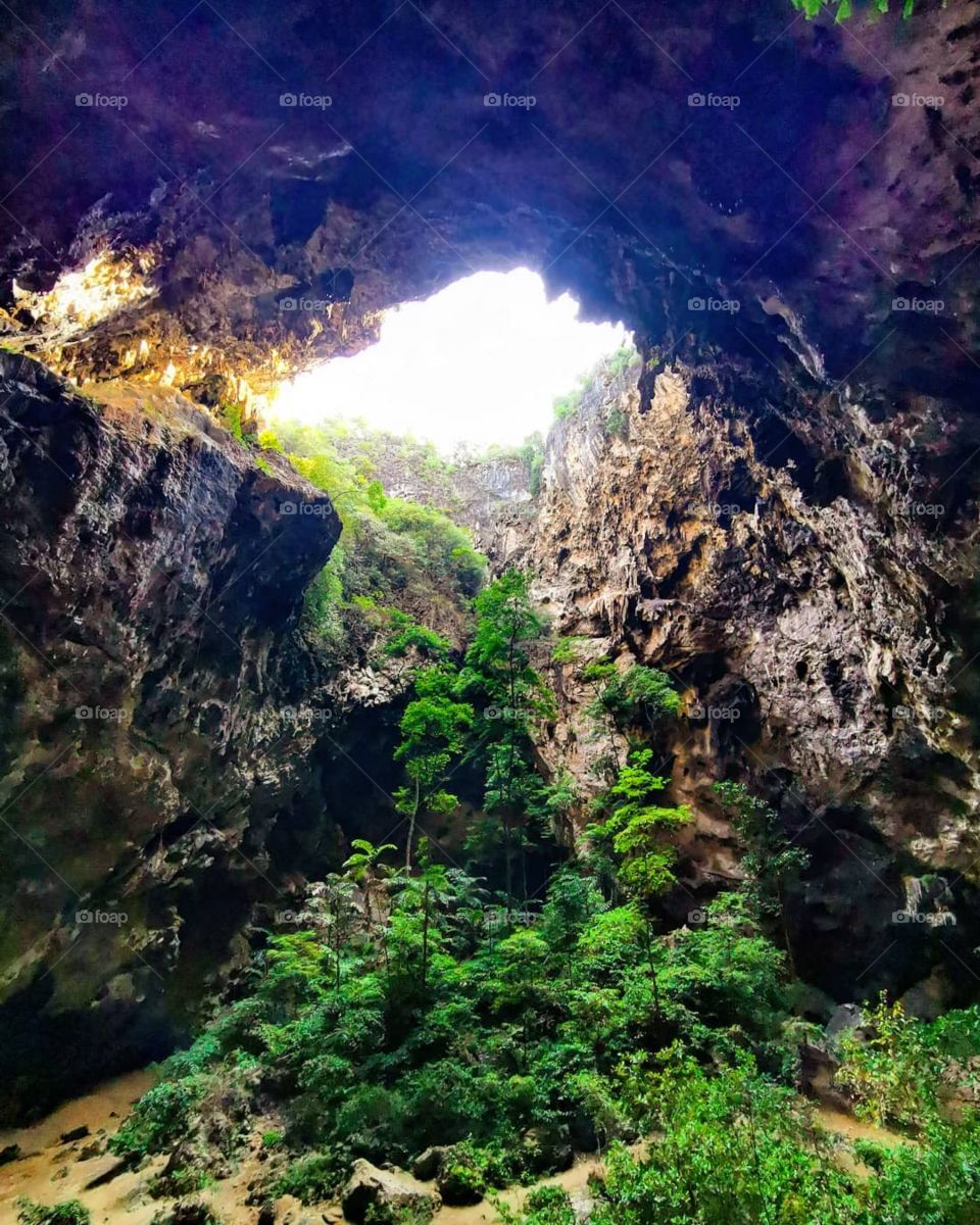 We arrived at this unbelievable cave after climbing up a mountain 400 meters or so. Photo taken in Khao Sam Roi Yot National Park in Prachuap Khiri Khan, Thailand.