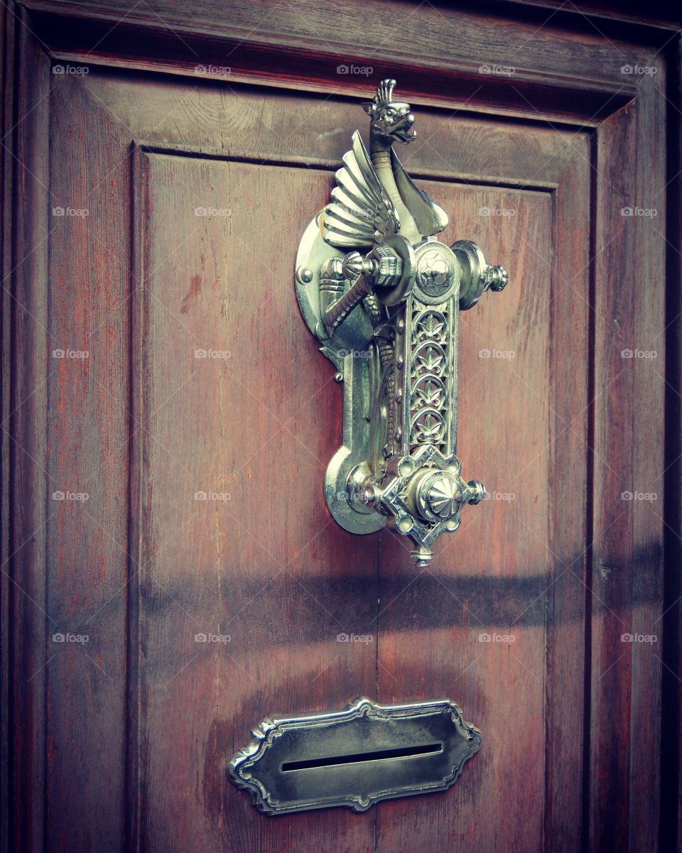 A very posh door knocker in Barcelona, Spain