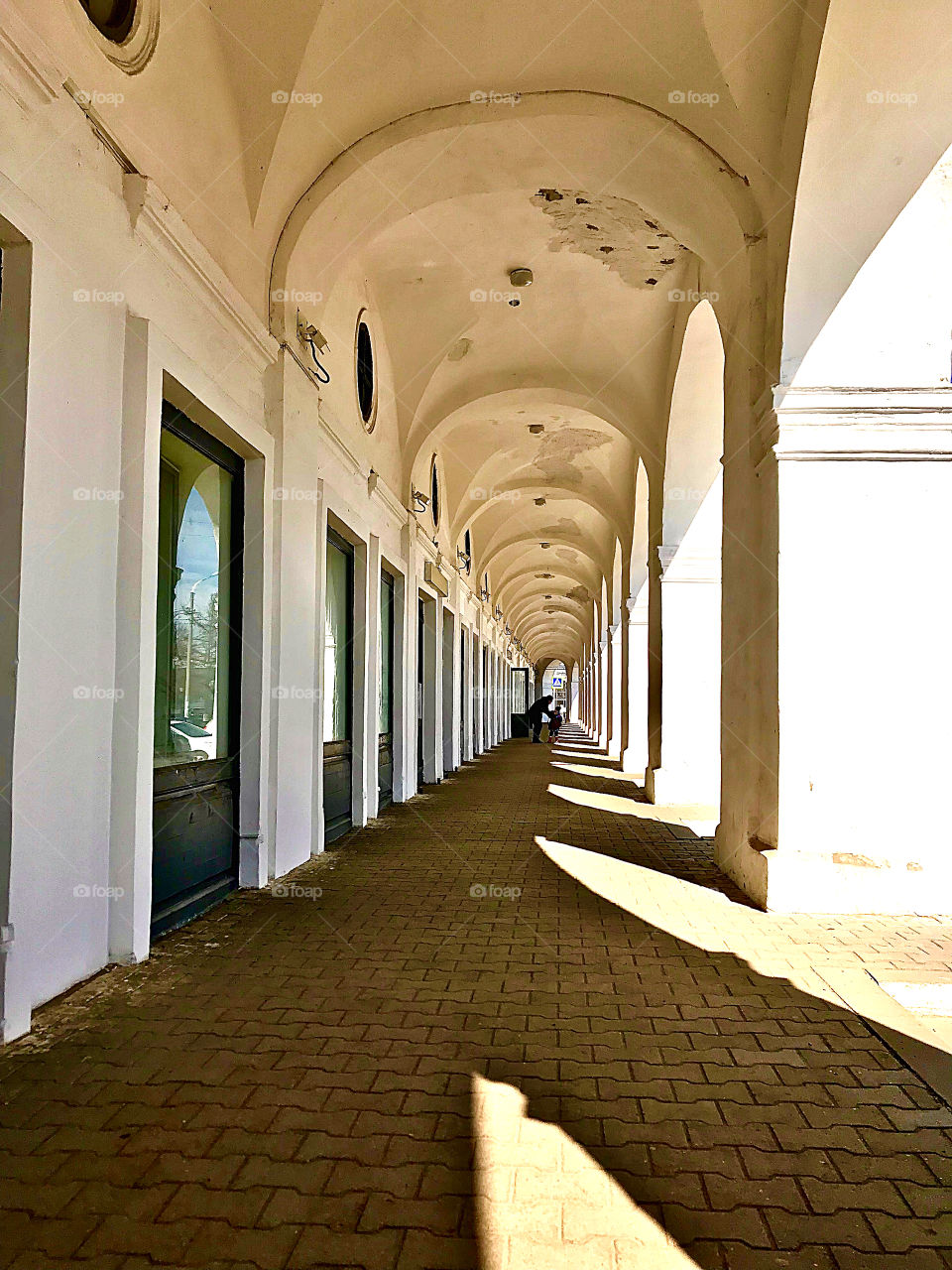 Perspective in old architecture on a sunny day