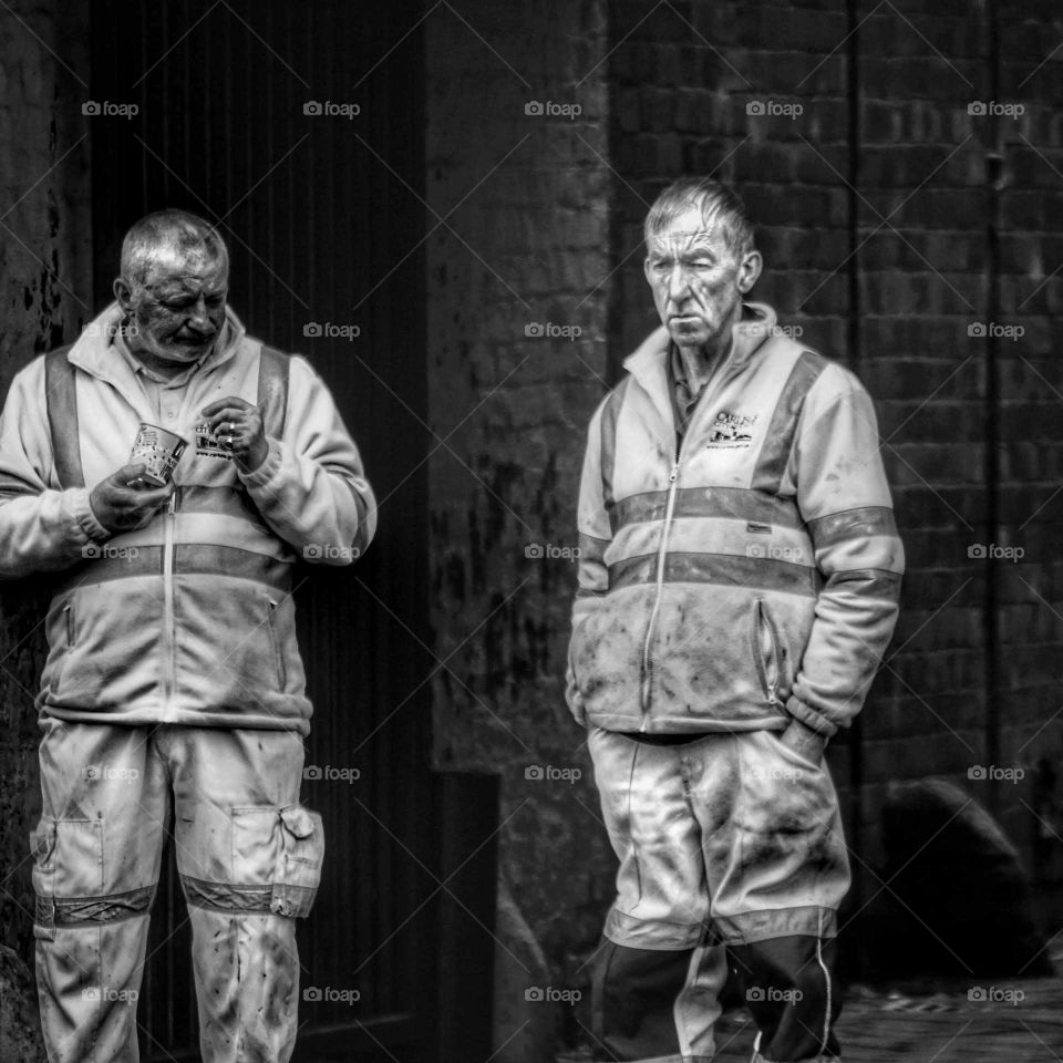 work men having a break