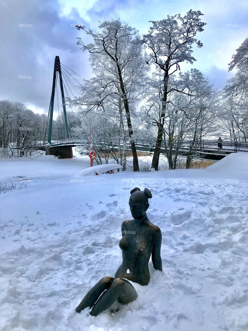 Catherine Vasa of Sweden in snow at Verkatehdas park, Helsinki Finland