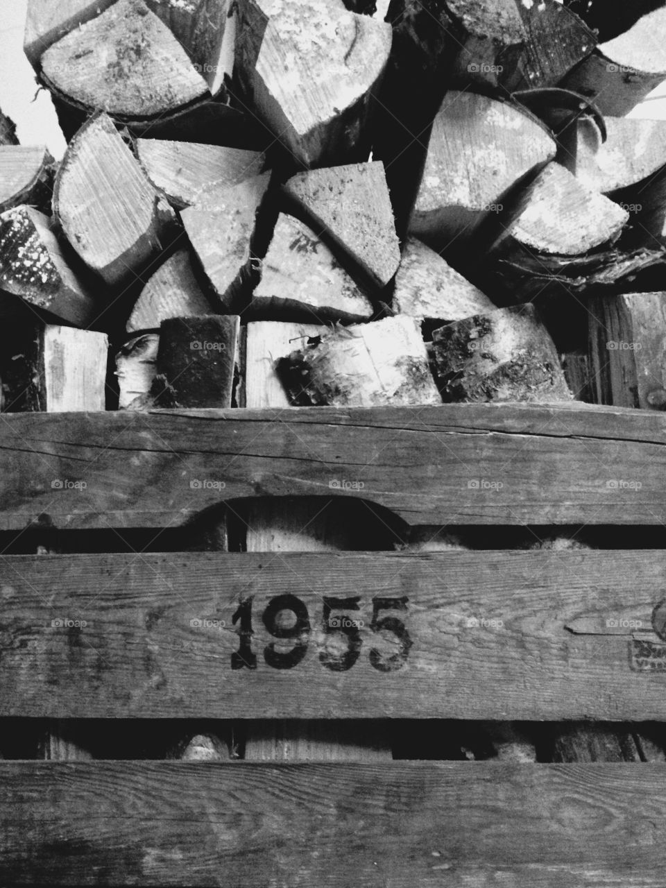 Logs fireplace vintage