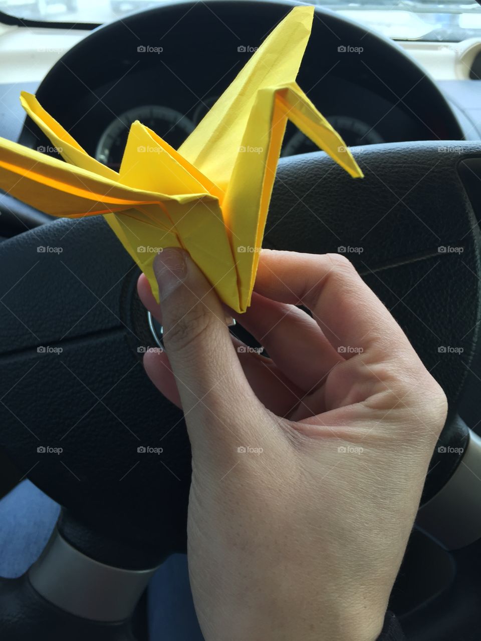 Origami yellow swan 