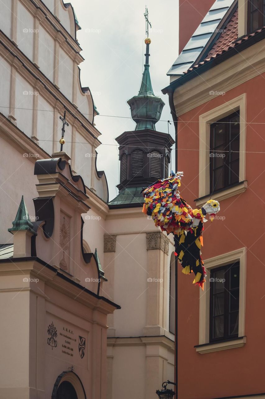 decorations above the street of the old town in Lublin