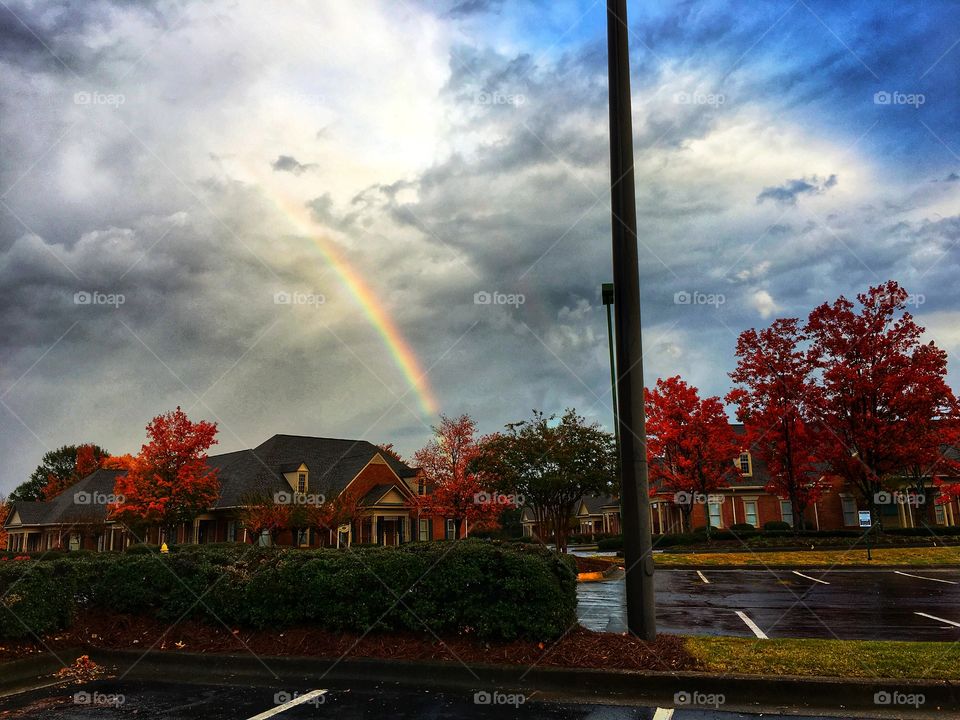 Rainbow through the town.