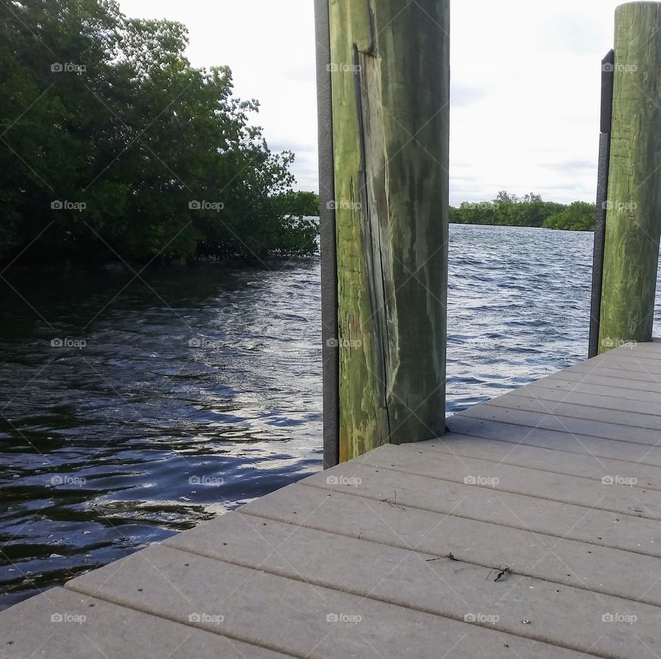 Bay view from a wooden dock