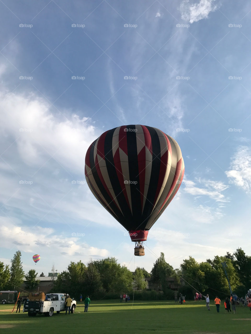 Colorful hot-air-balloons at a summer festival in Prineville in Central Oregon on a summer morning 