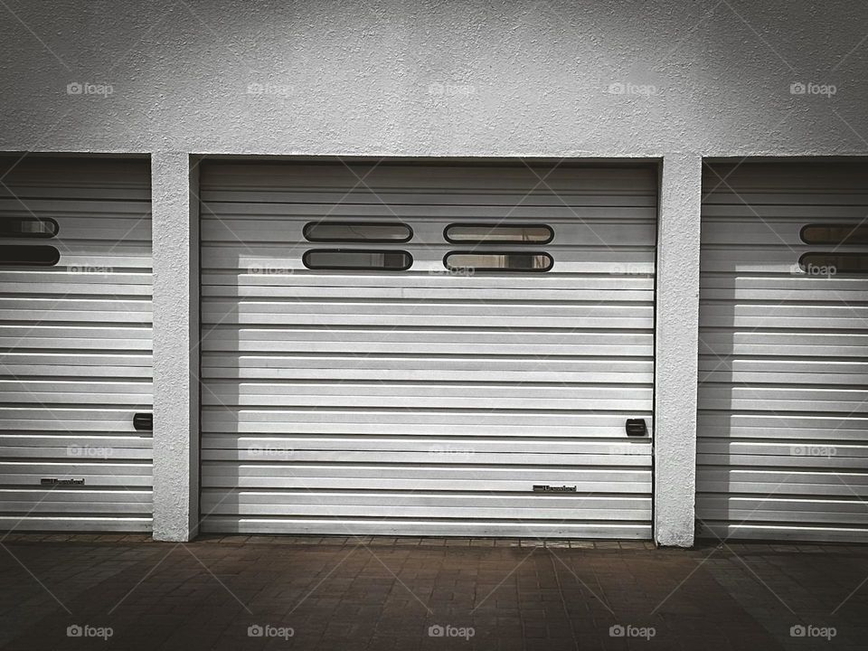 A series of rectangular events: garage doors.