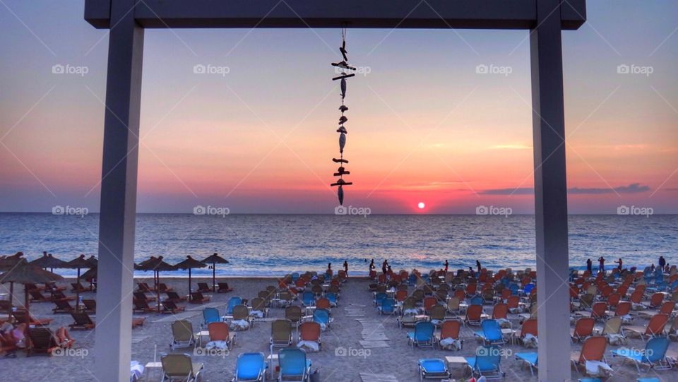 Arrangement of chairs at beach