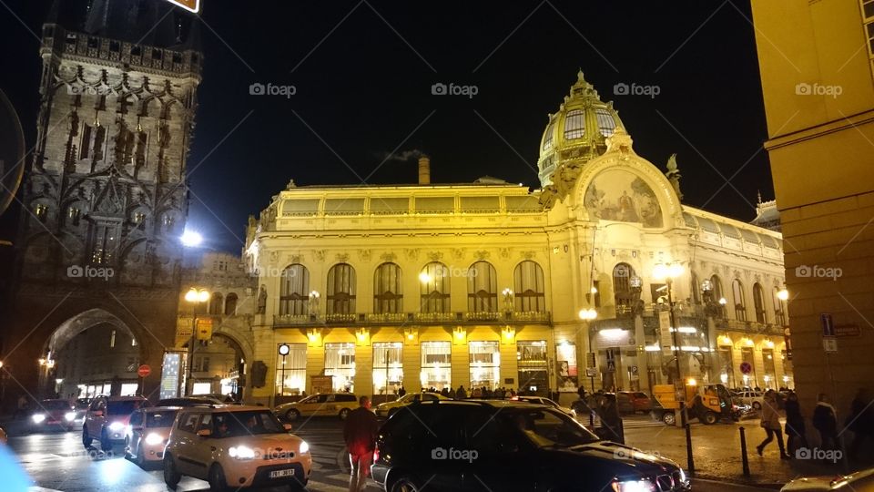 Prague - concert hall at night