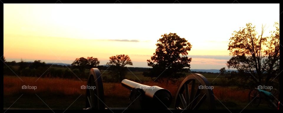 Sunset on the battlefield. Sunset on Gettysburg battlefield 