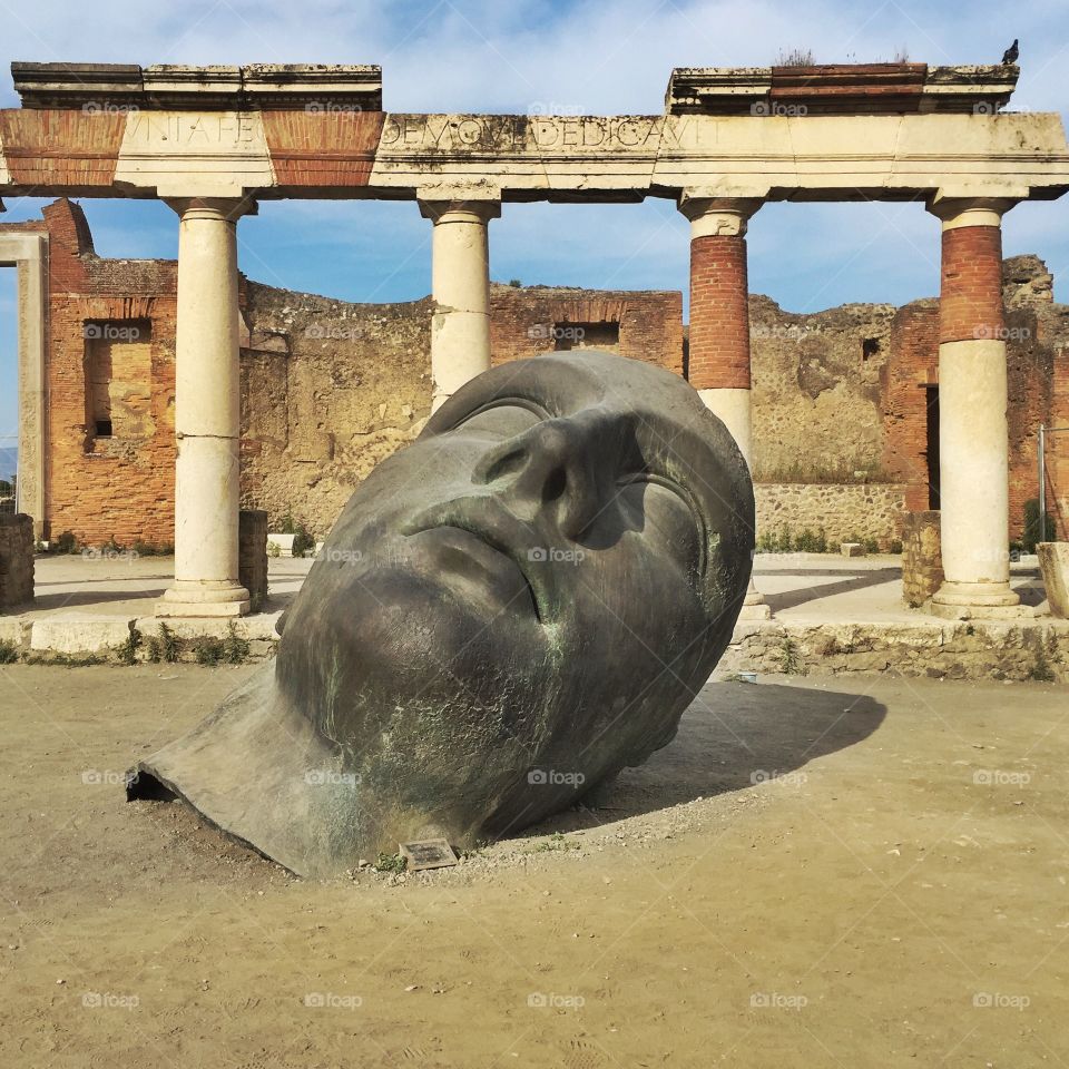 Big head monument in Pompeii 