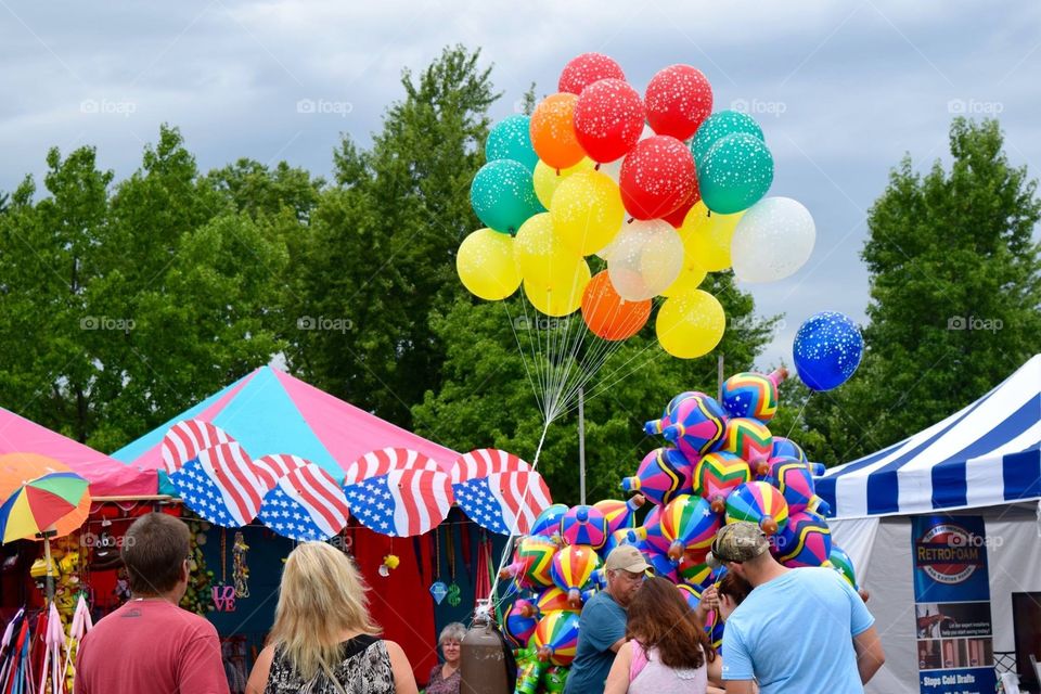 Colorful balloons at a festival 